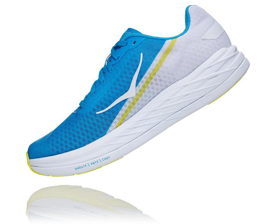 Hoka One One Running Shoes Mens White/Blue - Rocket X - 36709IEJW